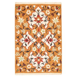 Kerman Floral Orange Kilim Rug – Authentic Handwoven Persian Wool