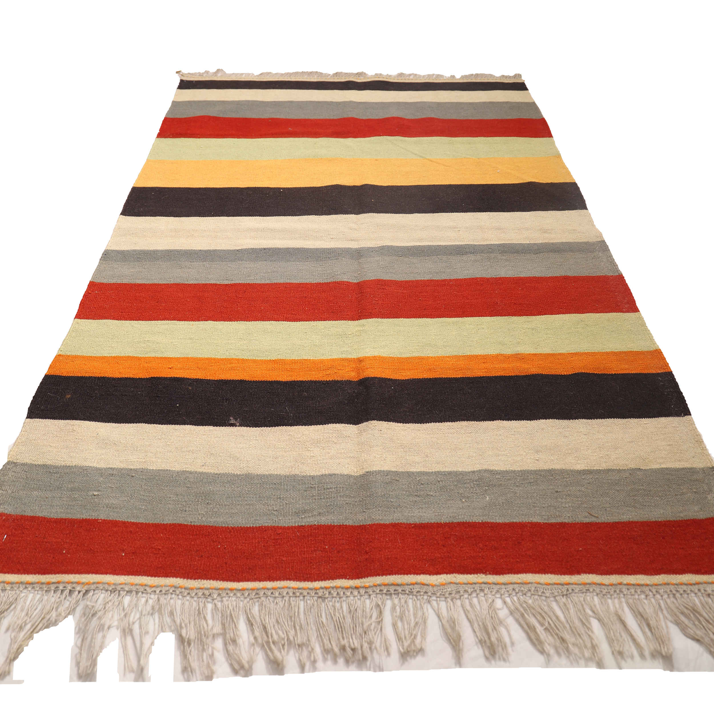 Striped Isfahan Kilim Rug – Authentic Handwoven Persian Wool Style