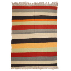 Striped Isfahan Kilim Rug – Authentic Handwoven Persian Wool Style