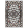 Hand-Knotted Persian Naein Rug (Lachak Toranj Floral Medallion) - Cream Silk & Wool