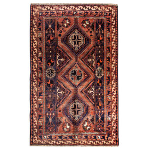 Hand-Knotted Persian Chaharmahal & Bakhtiari Rug (Bakhtiari Garden Khesti) – Red Wool
