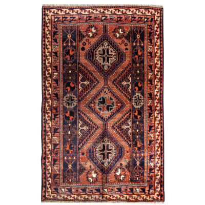 Hand-Knotted Persian Chaharmahal & Bakhtiari Rug (Bakhtiari Garden Khesti) - Red Wool