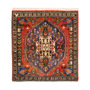 Hand-Knotted Persian Fars Qashqai Tribal Rug (Geometric Medallion) – Brick Red Wool