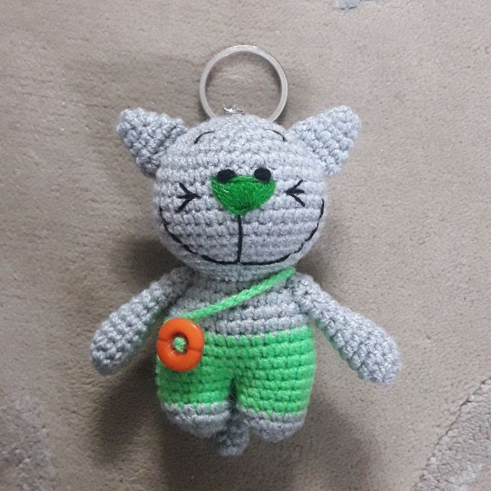 Handmade Crochet Keychain – Cat Animal Shape