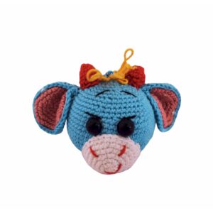 Handmade Crochet Keychain – Cow Head Shape