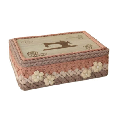 Crochet Sewing Basket with Multiple Compartments