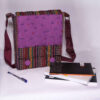 Crossbody Shoulder Bag with Floral Striped Pattern in Purple for Women