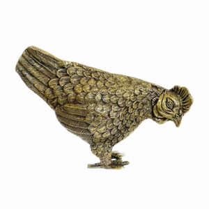Decorative Brass Chicken Figurine – Farm Animal Sculpture