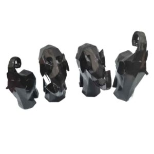 Geometric Black Mammoth Cubism Figurine – Handmade Art