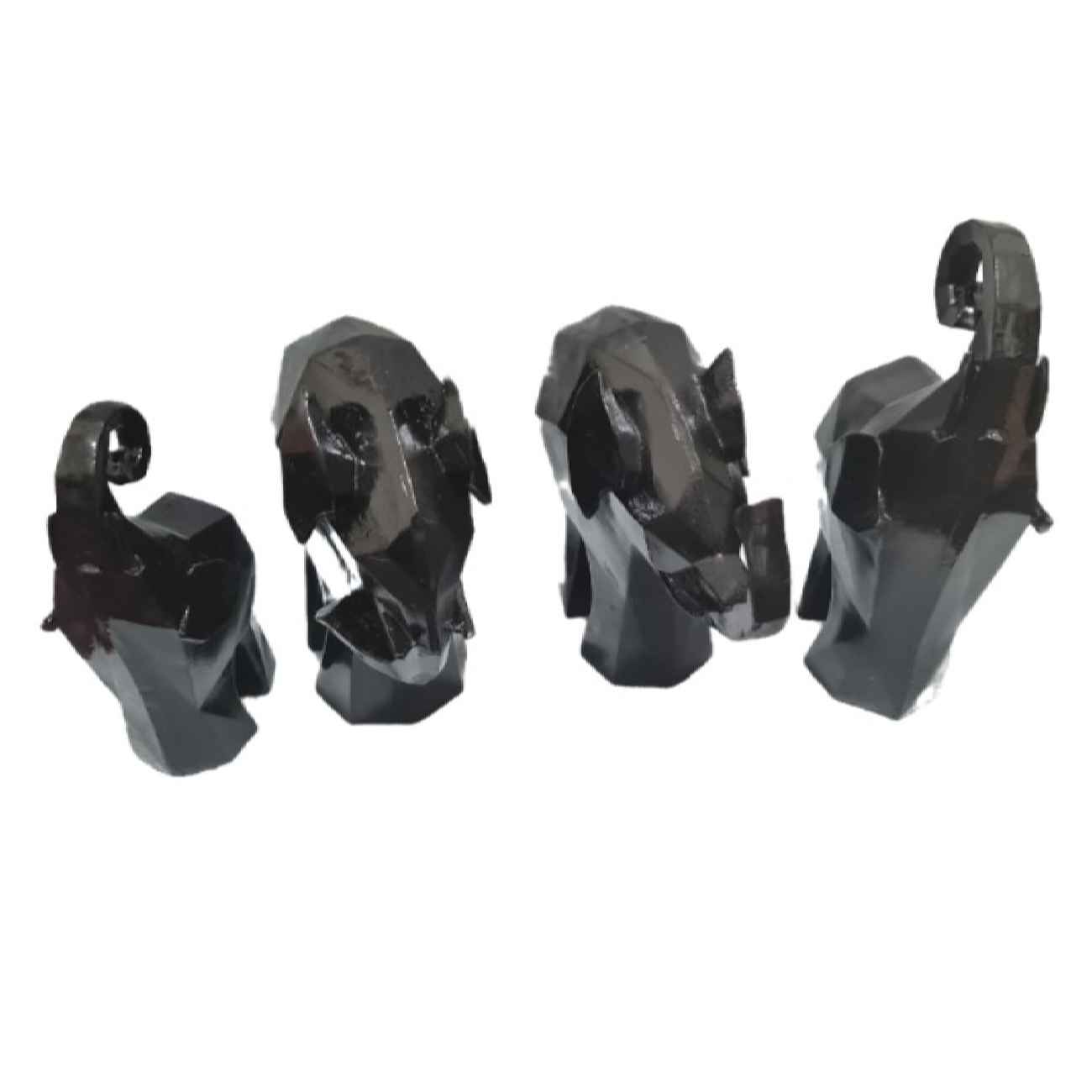 Geometric Black Mammoth Cubism Figurine – Handmade Art