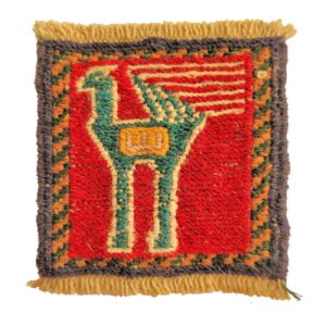Handwoven Persian Kilim Coaster – Bird Design, Square Wool Boho