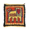 Yellow Lion Kilim Coaster – Handwoven Persian Wool, Square Animal Design