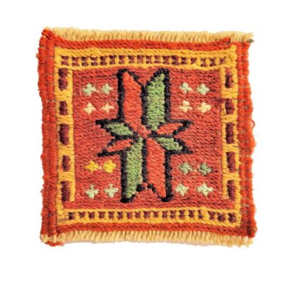 Persian Kilim Coaster – Stars Design, Handwoven Wool Square for Home & Kitchen