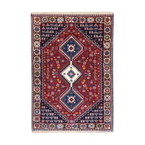 Hand-Knotted Persian Qashqai Tribal Rug (Geometric Diamond Pattern) – Red Wool