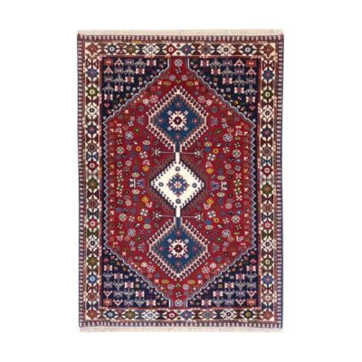 Hand-Knotted Persian Qashqai Tribal Rug (Geometric Diamond Pattern) - Red Wool