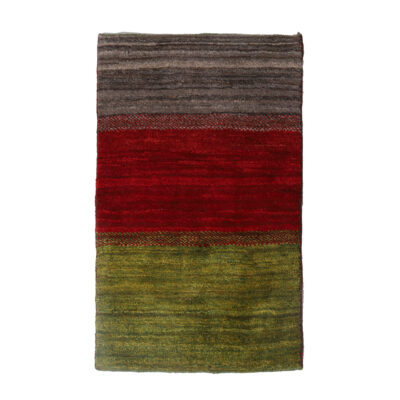 Genuine Handwoven Persian Striped Gabbeh Rug in Green - Wool