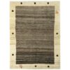 Genuine Handwoven Persian Minimalist Gabbeh Rug - Bordered Brown & Cream Wool