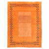 Genuine Handwoven Persian Minimalist Gabbeh Rug - Bordered Orange Wool