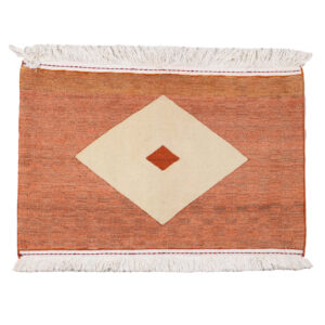 Genuine Handwoven Persian Geometric Gabbeh Rug – Orange Wool