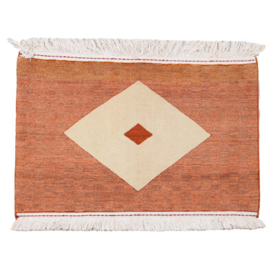 Genuine Handwoven Persian Geometric Gabbeh Rug - Orange Wool