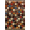 Genuine Handwoven Persian Geometric Gabbeh Rug - Checkered Brown Wool