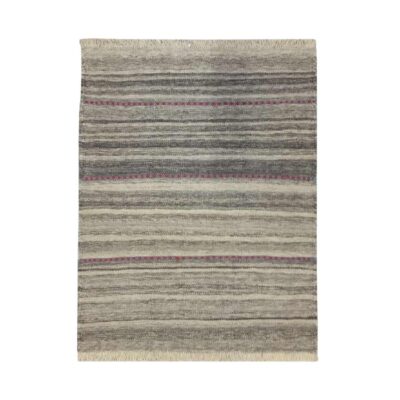Genuine Cream Striped Kilim Rug - Handwoven Authentic Persian Wool