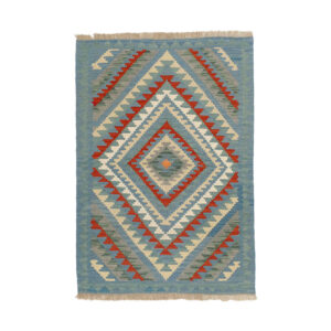 Blue Fars Qashqai Geometric Kilim Rug – Genuine Handwoven Persian Wool