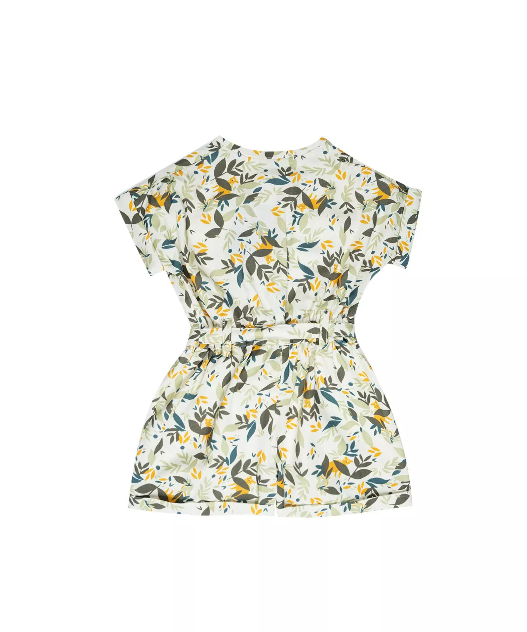 Baby Girl’s Romper with Leafy Design