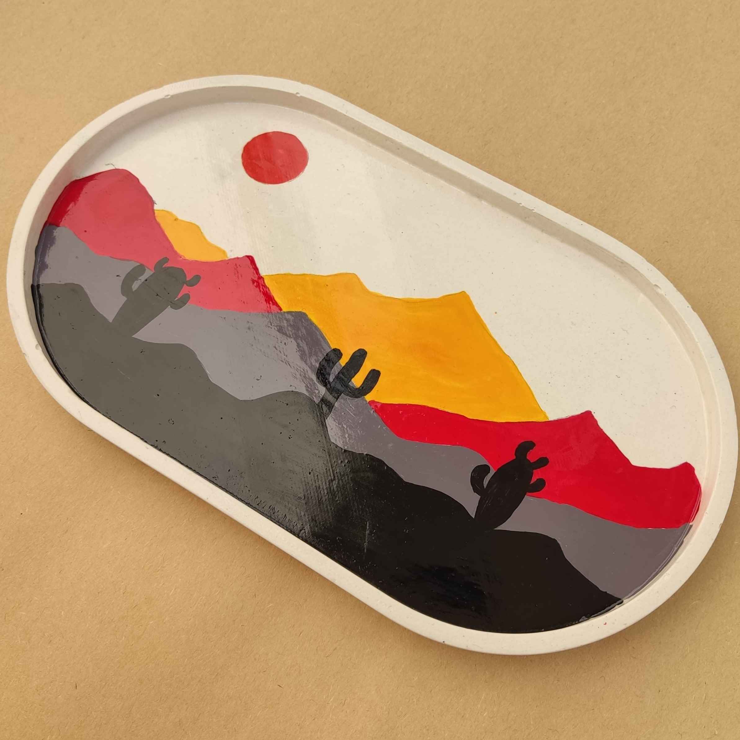 Handcrafted Concrete Serving Tray – Oval White Mountain Design Tray