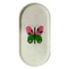 Handcrafted Concrete Serving Tray - Oval Painted Butterfly Design Tray