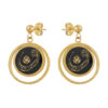 Gold Plated Drop Earrings Handcrafted Dream Catcher Design Black Enamel