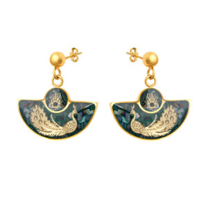 Gold Plated Drop Earrings Handcrafted Dream Catcher with Agate
