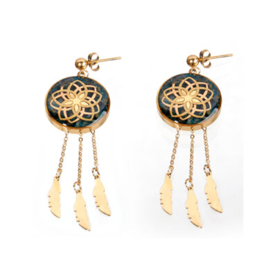 Gold Plated Drop Earrings Handcrafted Dream Catcher Design