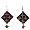 Persian Embroidered Earrings - Black Diamond Pendant Design