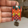 Persian Embroidered Earrings - Red Rectangular Needlework