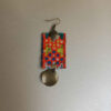 Persian Embroidered Earrings - Red Rectangular Needlework