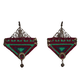 Persian Embroidered Earrings – Green Triangle Needlework