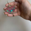 Persian Embroidered Earrings - Green Triangle Needlework