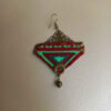 Persian Embroidered Earrings - Green Triangle Needlework
