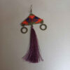 Handmade Embroidered Earrings - Purple Triangle Tassel Design