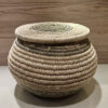 Handwoven Palm Leaf Storage Basket - Round with Lid