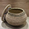 Handwoven Palm Leaf Storage Basket - Round with Lid