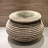Handwoven Palm Leaf Storage Basket - Round with Lid