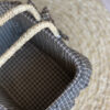 Checkered Picnic Basket - Handwoven Natural Straw
