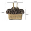 Checkered Picnic Basket - Handwoven Natural Straw