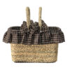 Checkered Picnic Basket - Handwoven Natural Straw