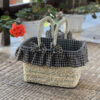 Checkered Picnic Basket - Handwoven Natural Straw