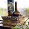 Handwoven Straw Storage Basket - Rectangular Shelf Organizer