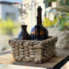 Handwoven Straw Storage Basket - Rectangular Shelf Organizer