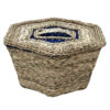 Hexagonal Woven Storage Basket - Natural Straw with Lid
